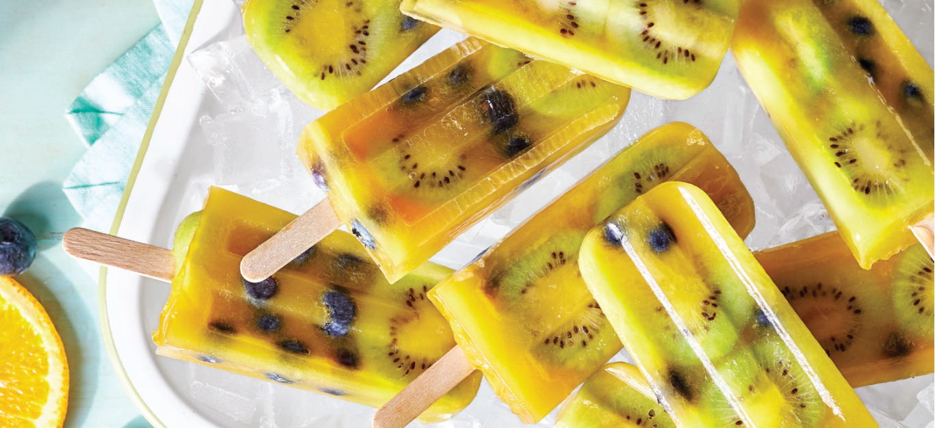 Kiwi Blueberry Orange Ice Pops
