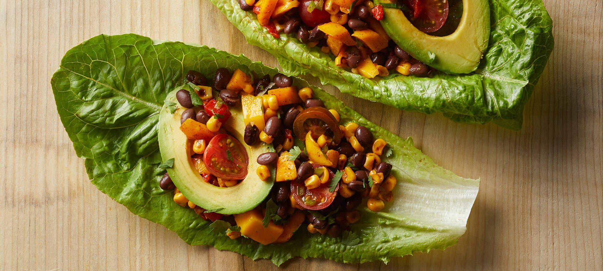 Black Bean, Corn, and Roasted Red Pepper Lettuce Cups