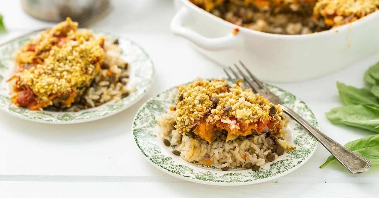Vegan Rice Casserole with Lentils