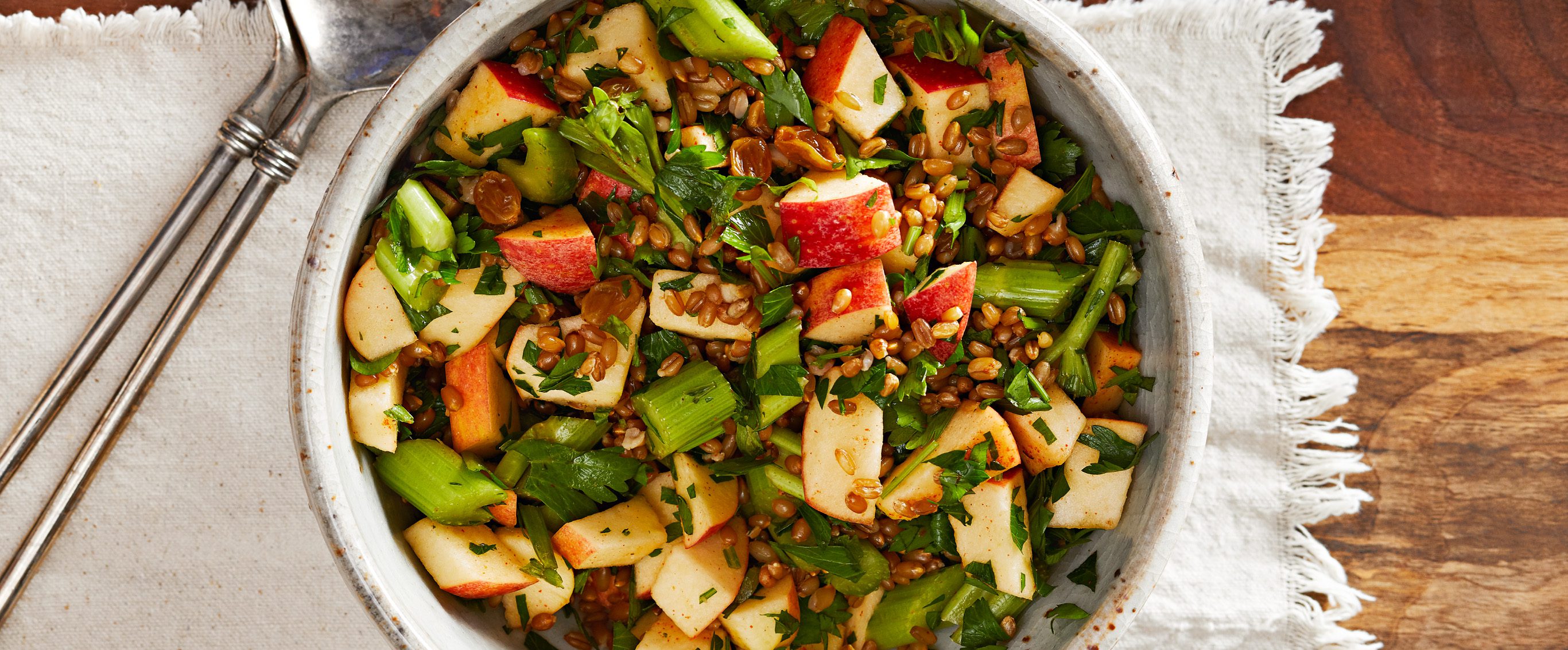 Rye and Wheat Berries with Celery and Apples