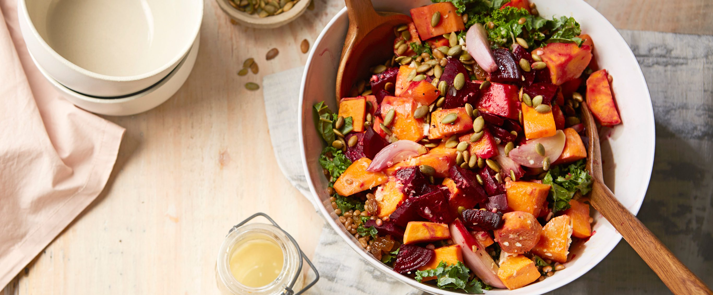 Wheat Berry and Roasted Vegetable Salad with Kale