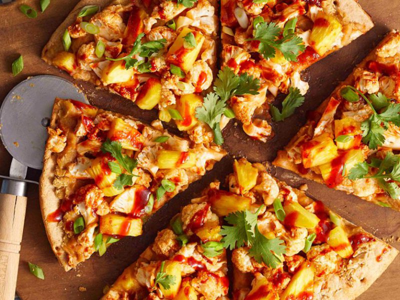 vegan pineapple barbecue pizza