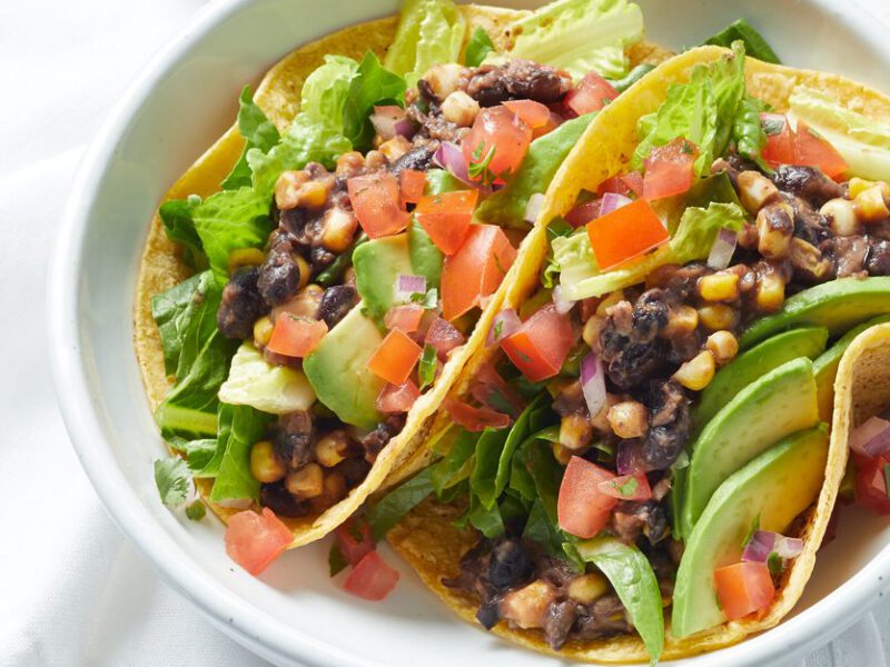 20-Minute Black Bean Tacos in a white bowl