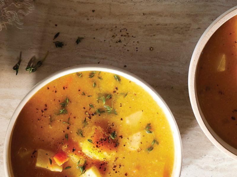 Two bowls of Butternut Squash and Red Lentil Soup