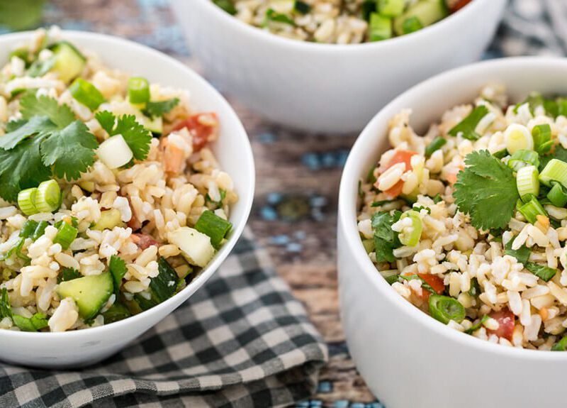 This brown rice salad recipe has been my favorite for a long time. It is filling yet refreshing, especially in the summer, and doesn't even need a dressing!