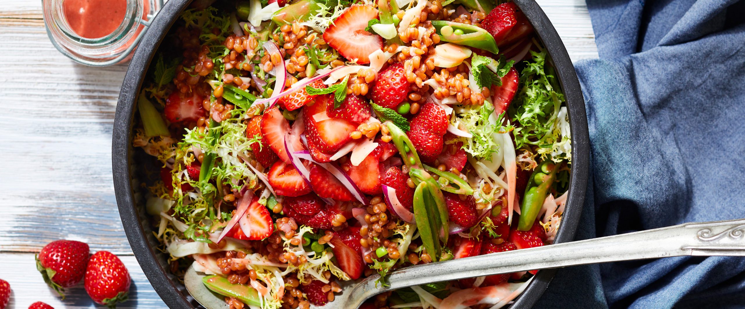 Spring Frisée Salad with Strawberry Vinaigrette